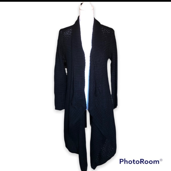 Black knit Charlotte Russe drape front Cardigan - Picture 2 of 4